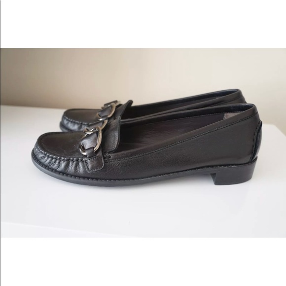 New Stuart Weitzman Black Leather Loafer Shoes 7/8 - Picture 6 of 8